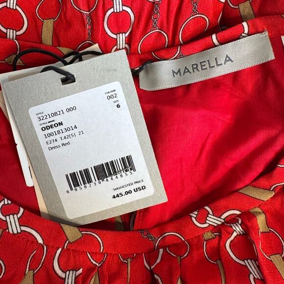 NWT Marella Odeon Fit and Flare Long Sleeve Red Dress - Picture 10 of 11